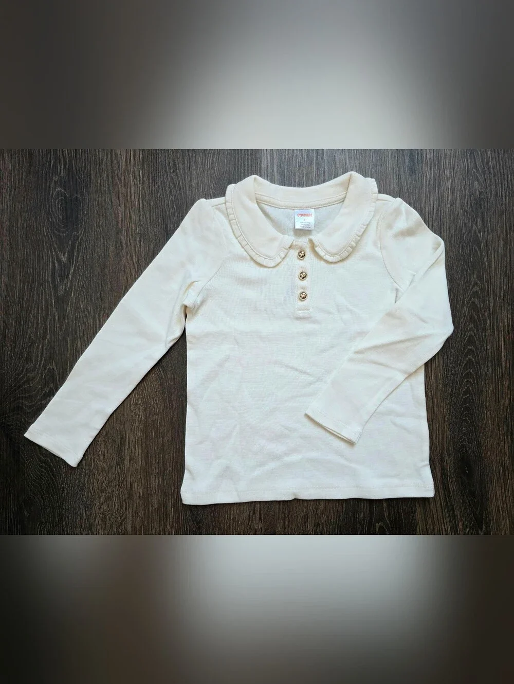Gymboree cream-colored long sleeve ribbed Peter Pan top